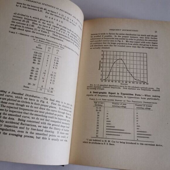 1942 Fundamental Statistics in Psychology & Education Book, Vintage Red Gilt Boo - Picture 5 of 7